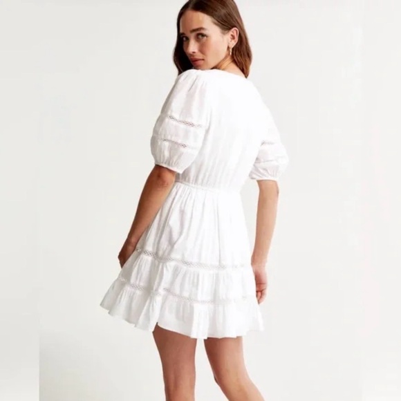 NWT Abercrombie & Fitch Puff Sleeve Button-Through Mini Dress Size Small Petite - Picture 5 of 9